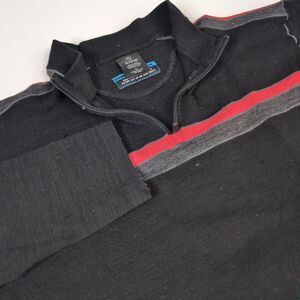 KUHL‎ Downhill Racr 1/4 Zip Pullover Mens LG Black Merino Wool *Flaws*